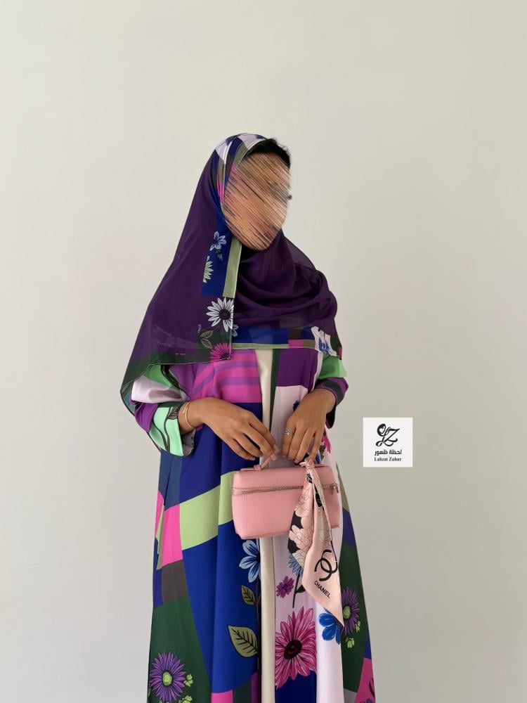 عبايه في كلوش طباعه كامل مع طرحه طباعه