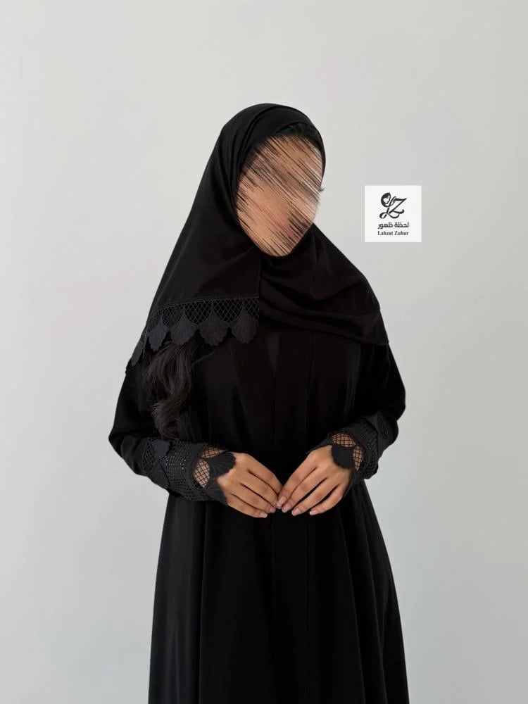 عبايه اسيل دبل كلوش بقماش ملكي اسود فاحم بتدخيل كلفه ب ااكم