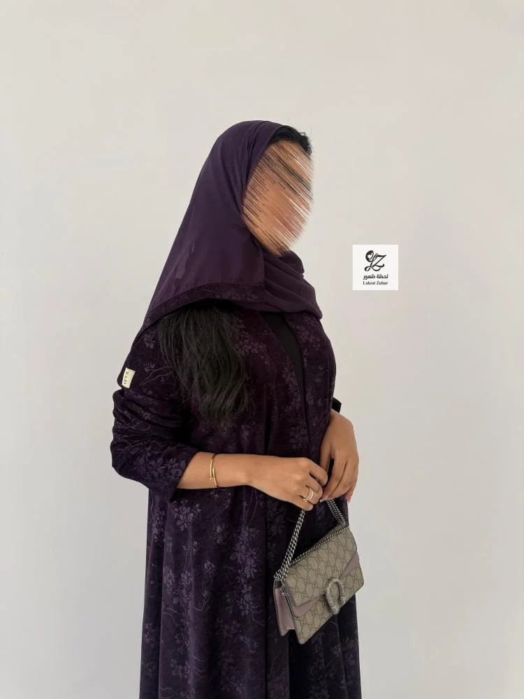 عبايه دبل كلوش بقماش مخمل تركي مشجر
