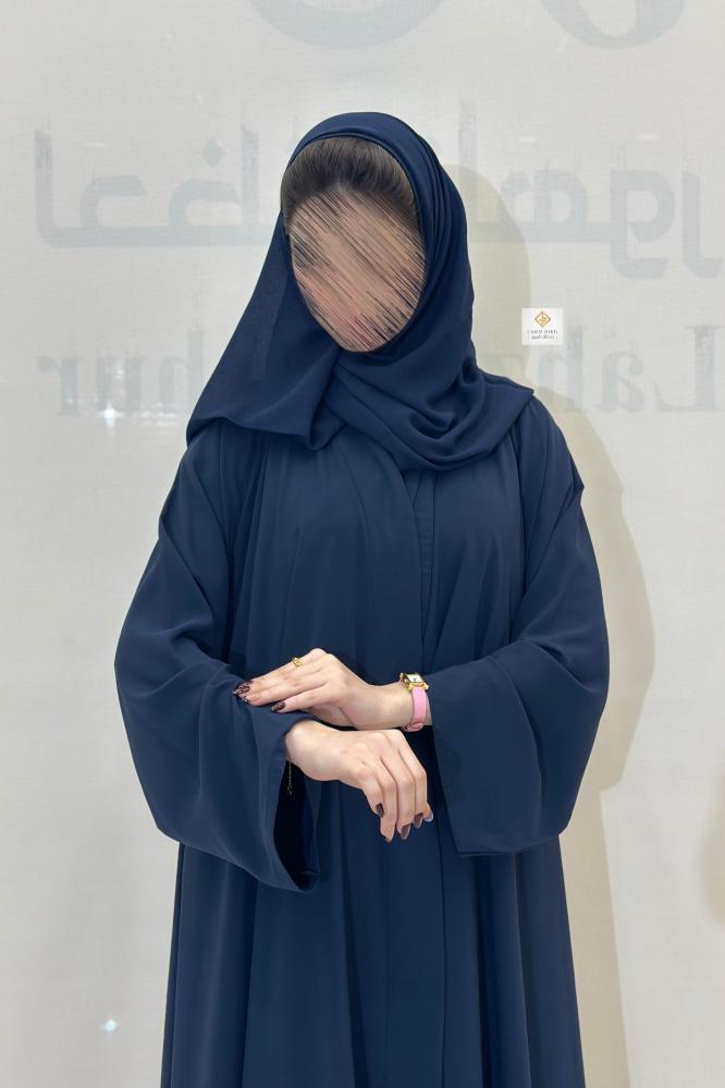 عبايه دبل كلوش صيفي بقماش حرير بلاك كحلي