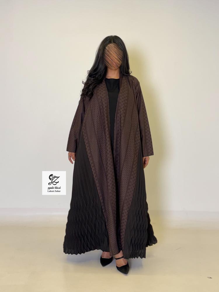 عبايه ركاما كلوش بتدخيل كسرات ثري دي  بني