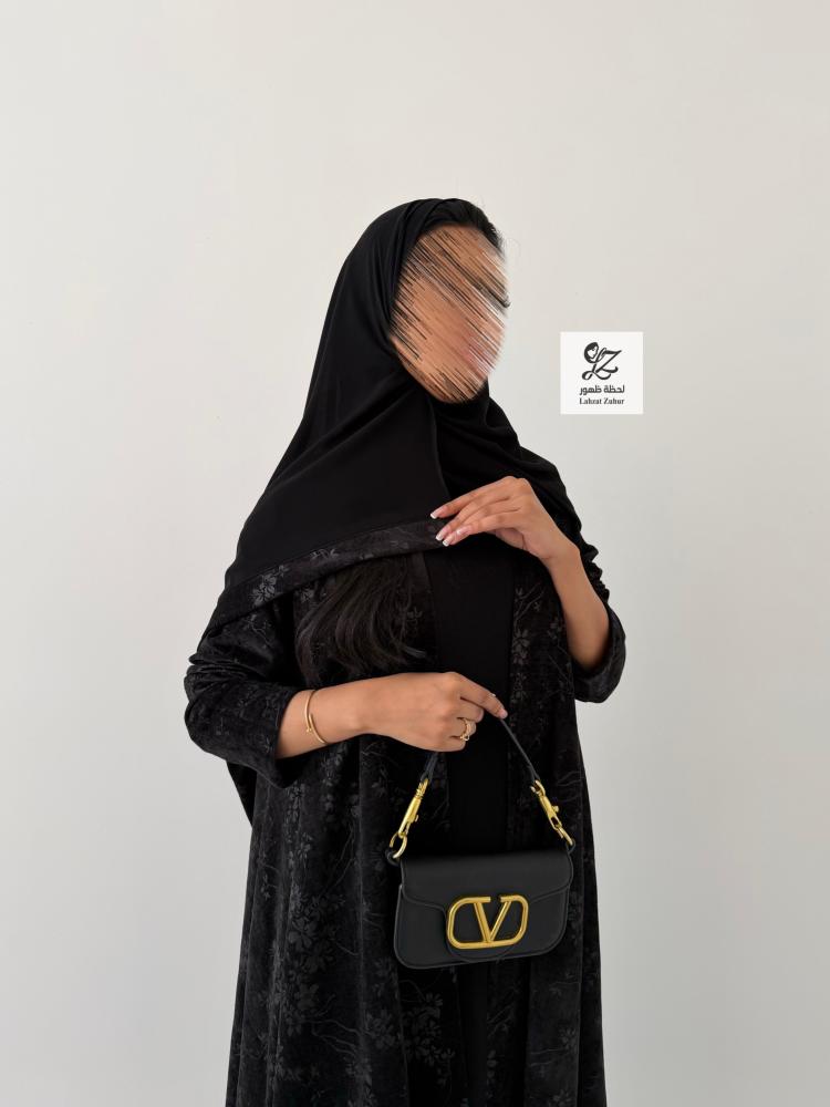 عبايه دبل كلوش بقماش مخمل تركي مشجر