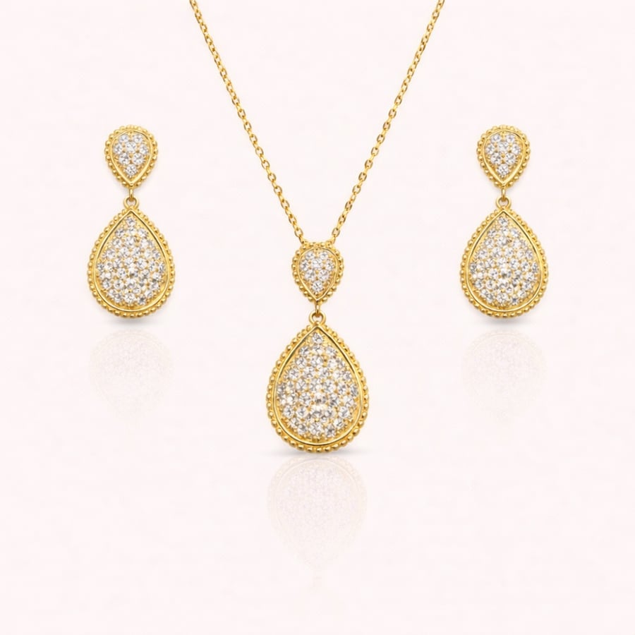 Silver necklace and earrings, 925 karat
