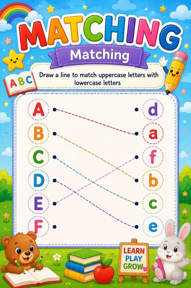 نشاط المطابقة: الحروف الكبيرة والصغيرة| باللغة الانجليزية