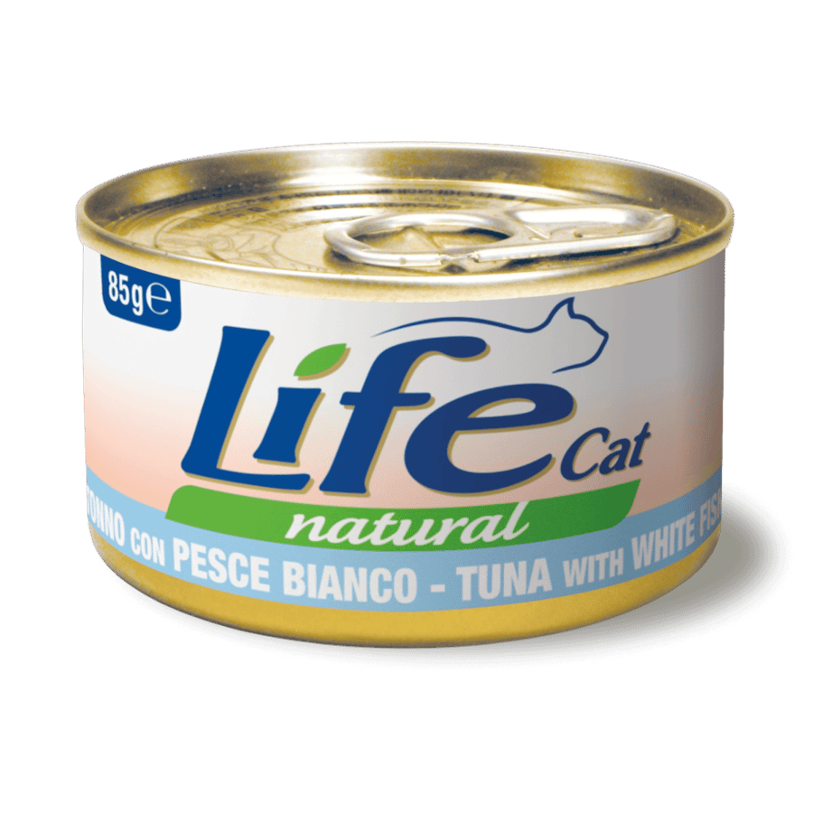 لايف كات اكل قطط رطب بالتونة والسمك الابيض 85g