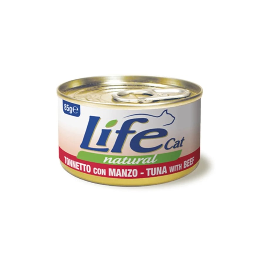 لايف كات معلبات طعام رطب بطعم التونه مع لحم بقري 85g