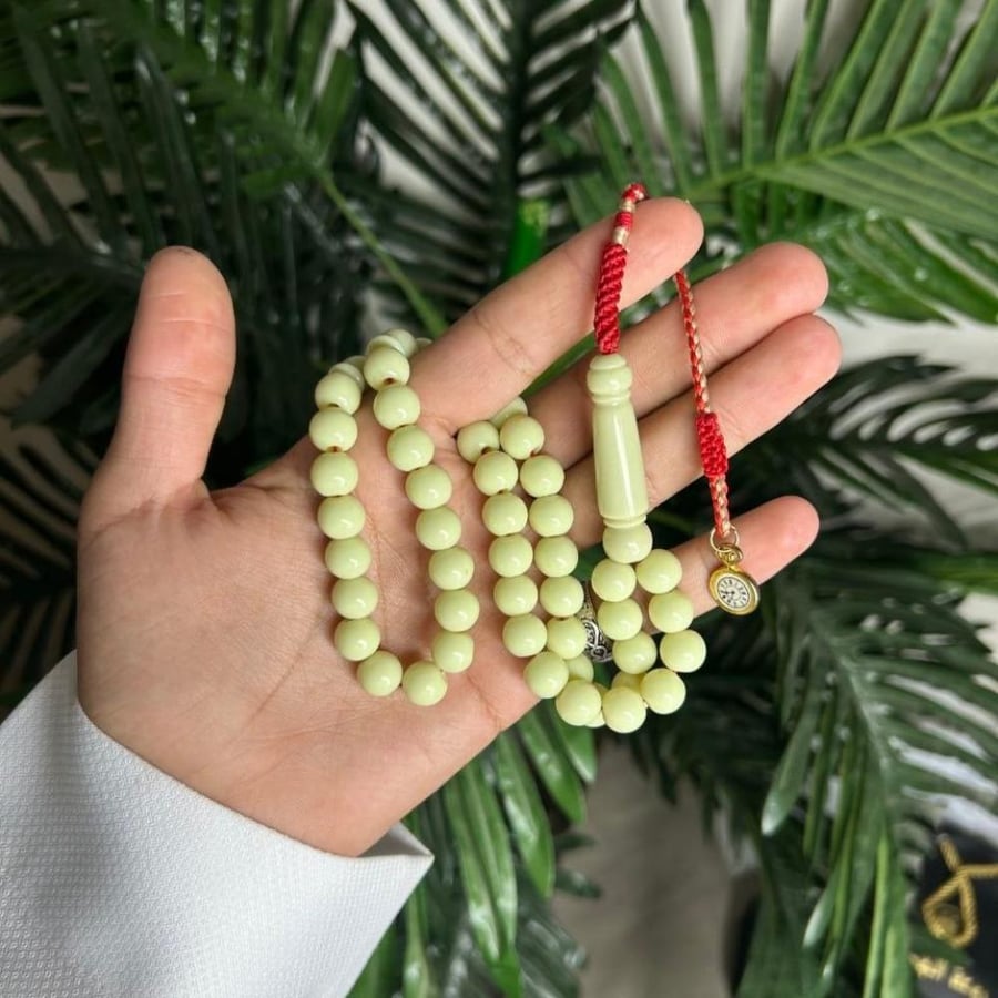 سبحة بكلايت لون تفاحي كركوشة ساعة