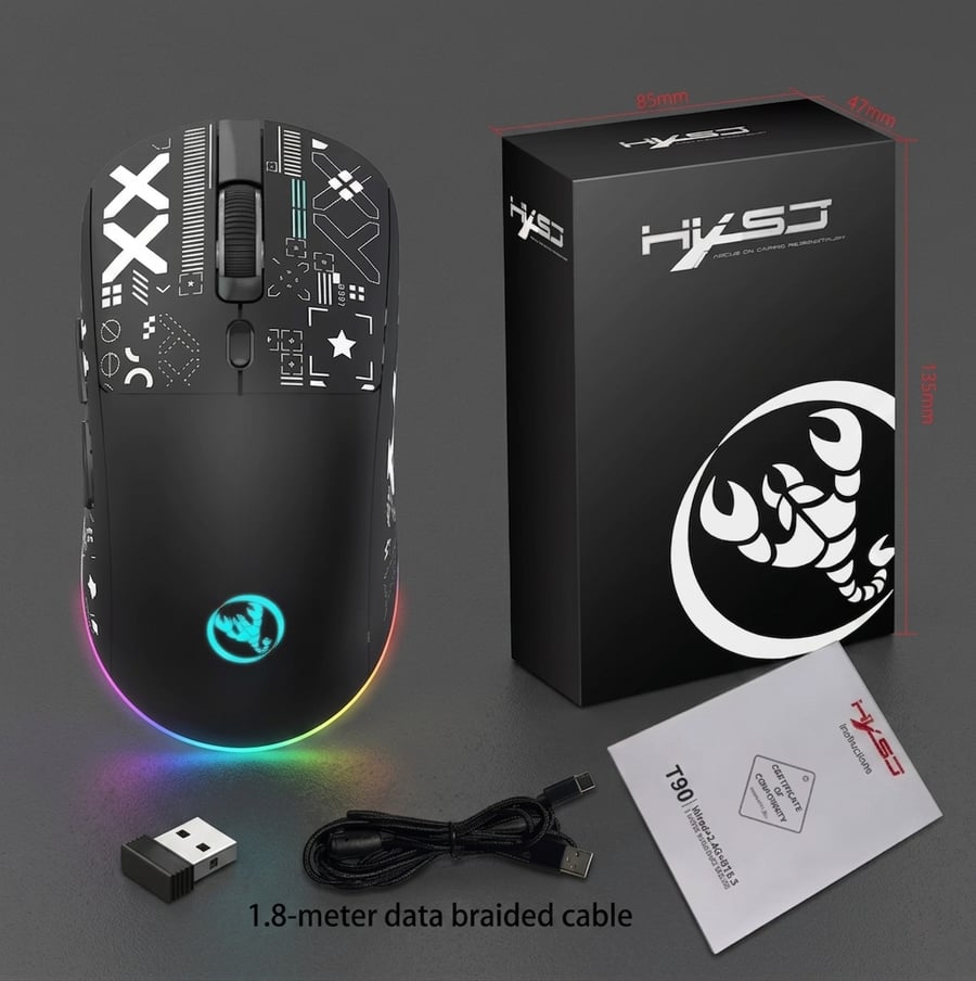 T90 Gaming mouse from HXSJ company with RGB lighting (black)