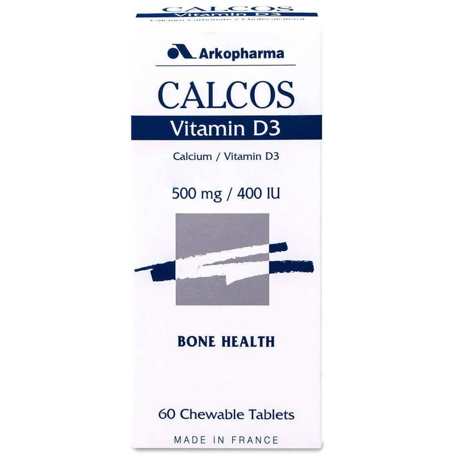 كالكوس فيتامين د3 مع الكالسيوم – 60 قرص للمضغ (صنع فرنسا)كالكوس (Calcos). Arkopharma CALCOS Calcium Vitamin D3 60 Chewable Tablets