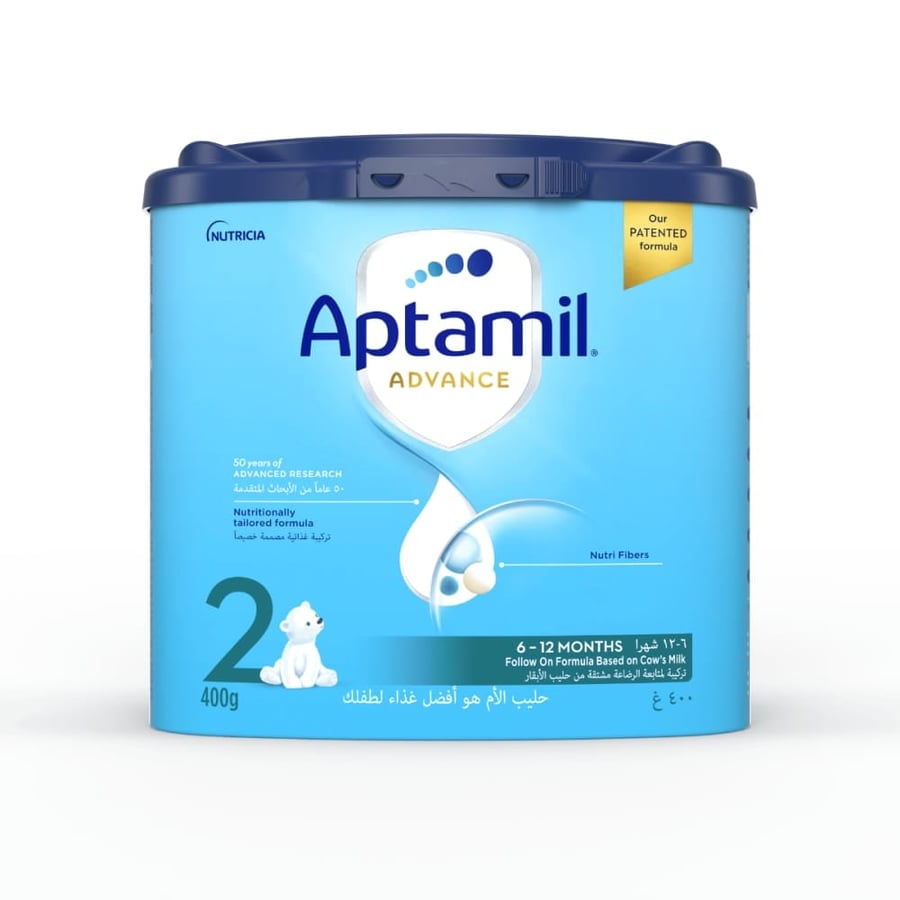 ابتاميل حليب أطفال أدفانس المرحلة الثانية من 6-12 شهر رقم (2) 400 جرامAptamil Advance Follow On Milk Formula Stage (2) 400gm