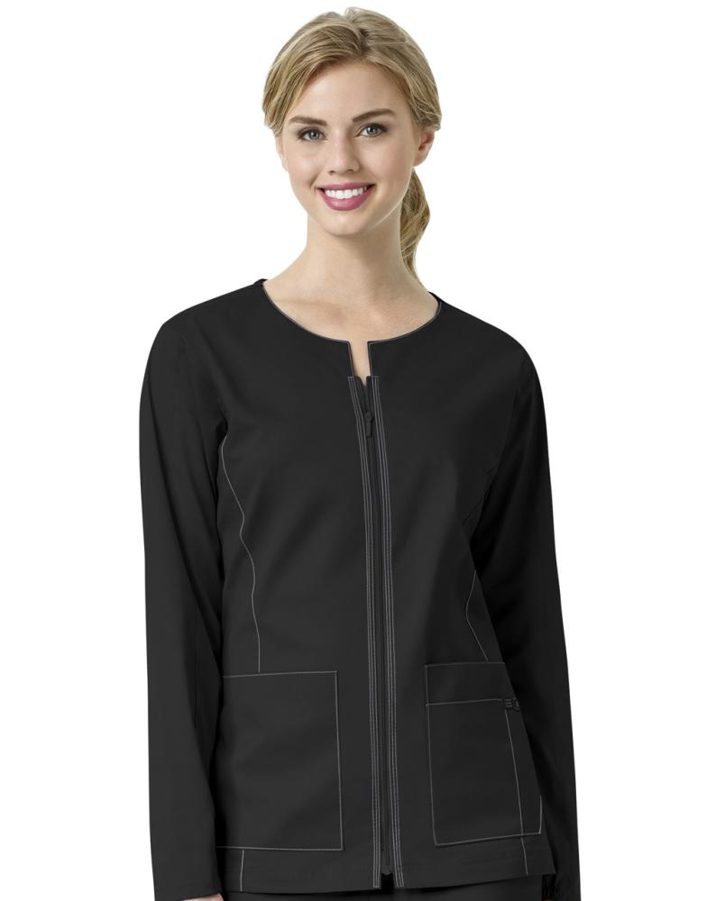 Contrast back neck with Zip Front Jacket 8701A