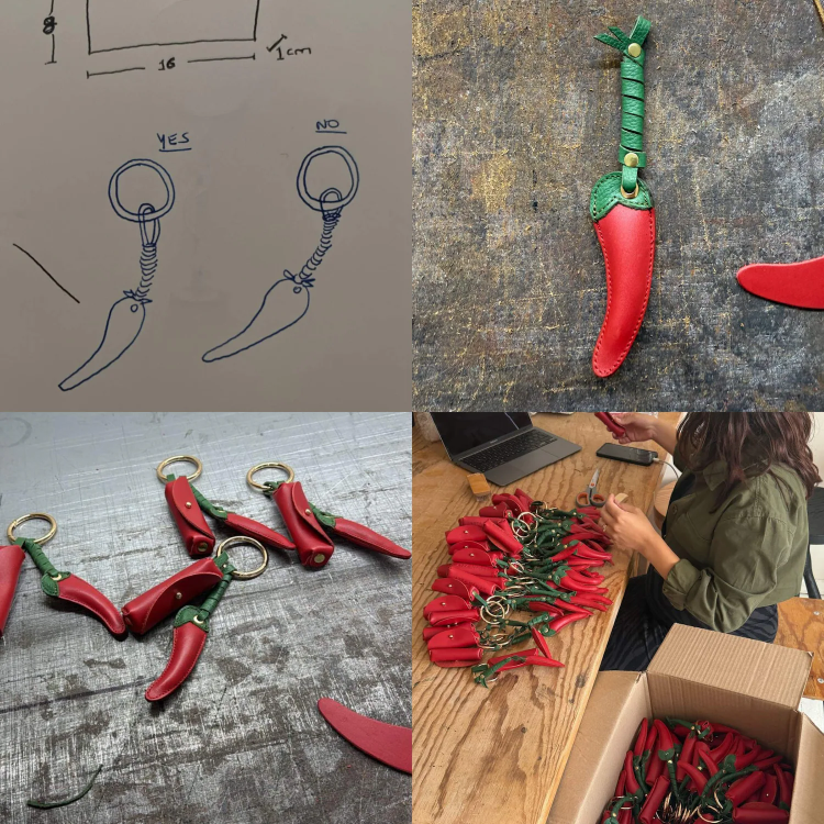 AORA México  Chili Bag Charm & Lip Serum On-the-Go Carrier - Handmade in Leather