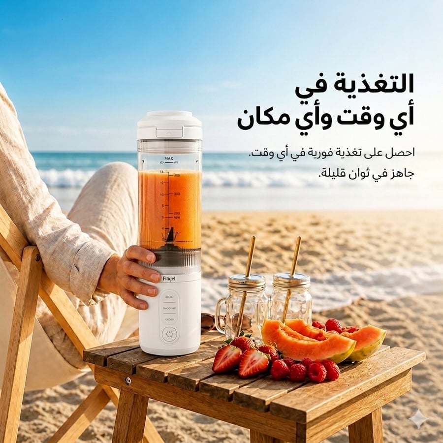 خلاط فلوجل VitaGo متنقل 600 مل شحن Type-C – أبيض