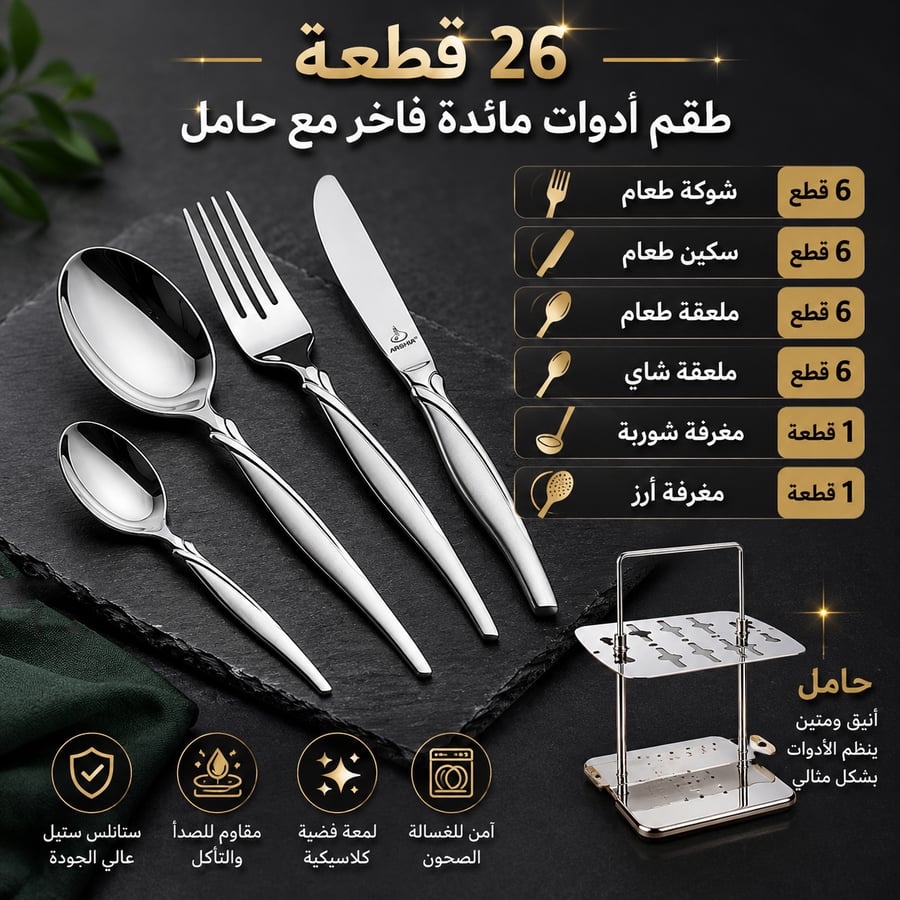 Luxury dining set 26 pieces with stand