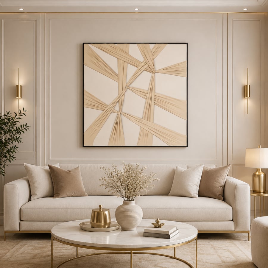 لوحة فنية مربعة بإطار أسود مقاس 80 × 80 سم