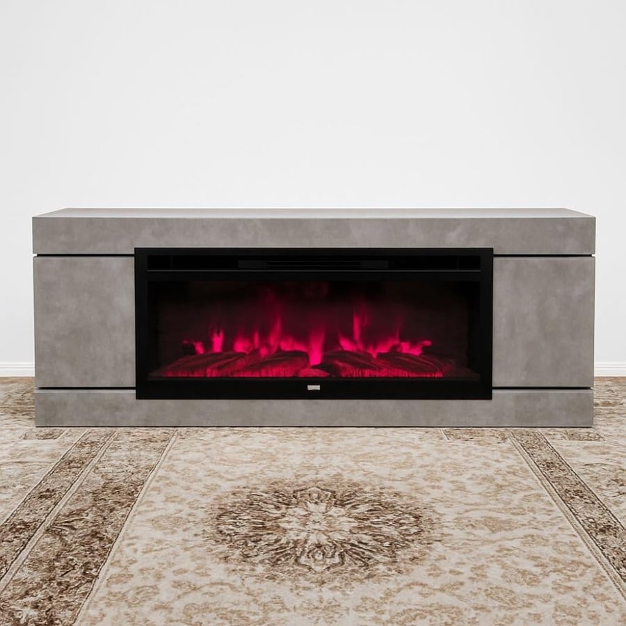 دفاية كهربائية شكل طاولة بلازما ذات تصميم انيق وحديث بديل الرحام لون بيج مقاس 160×40×60سم