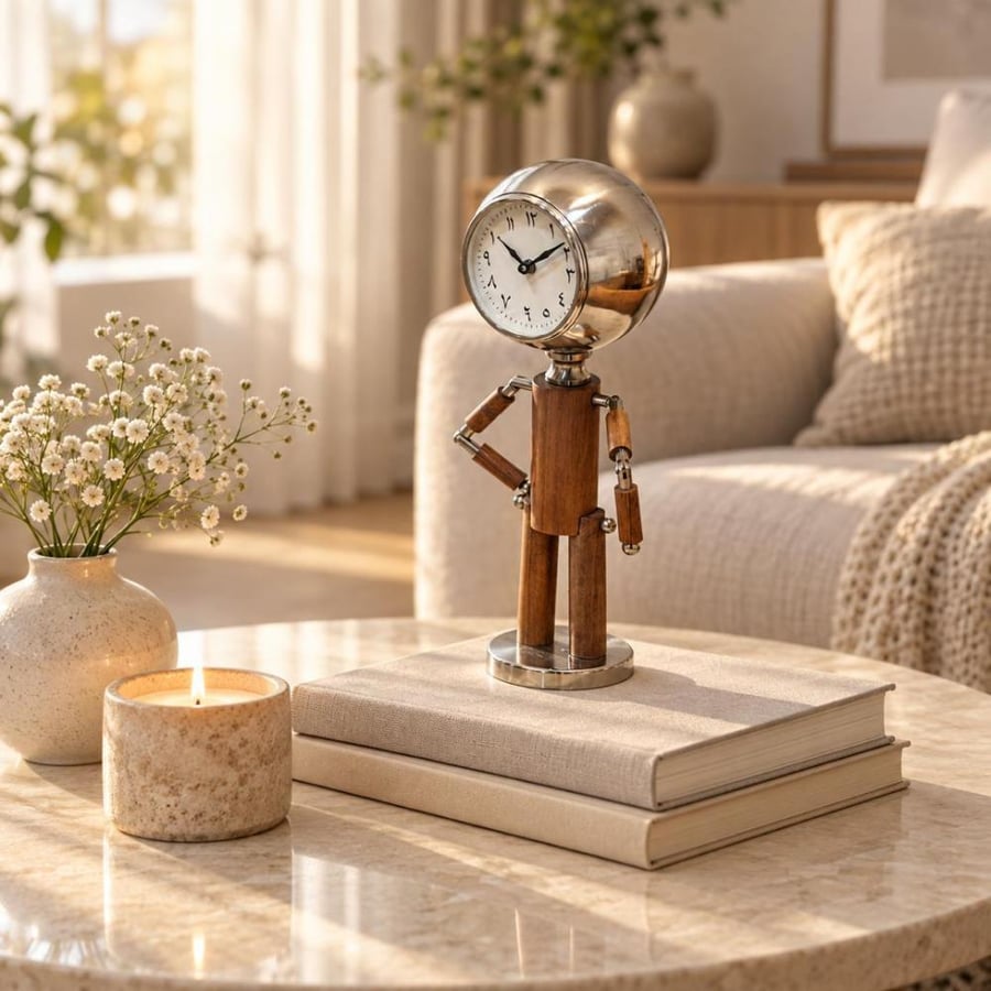 ساعة طاولة ديكورية بتصميم أنيق يجمع بين الطابع الكلاسيكي34×10×10سم