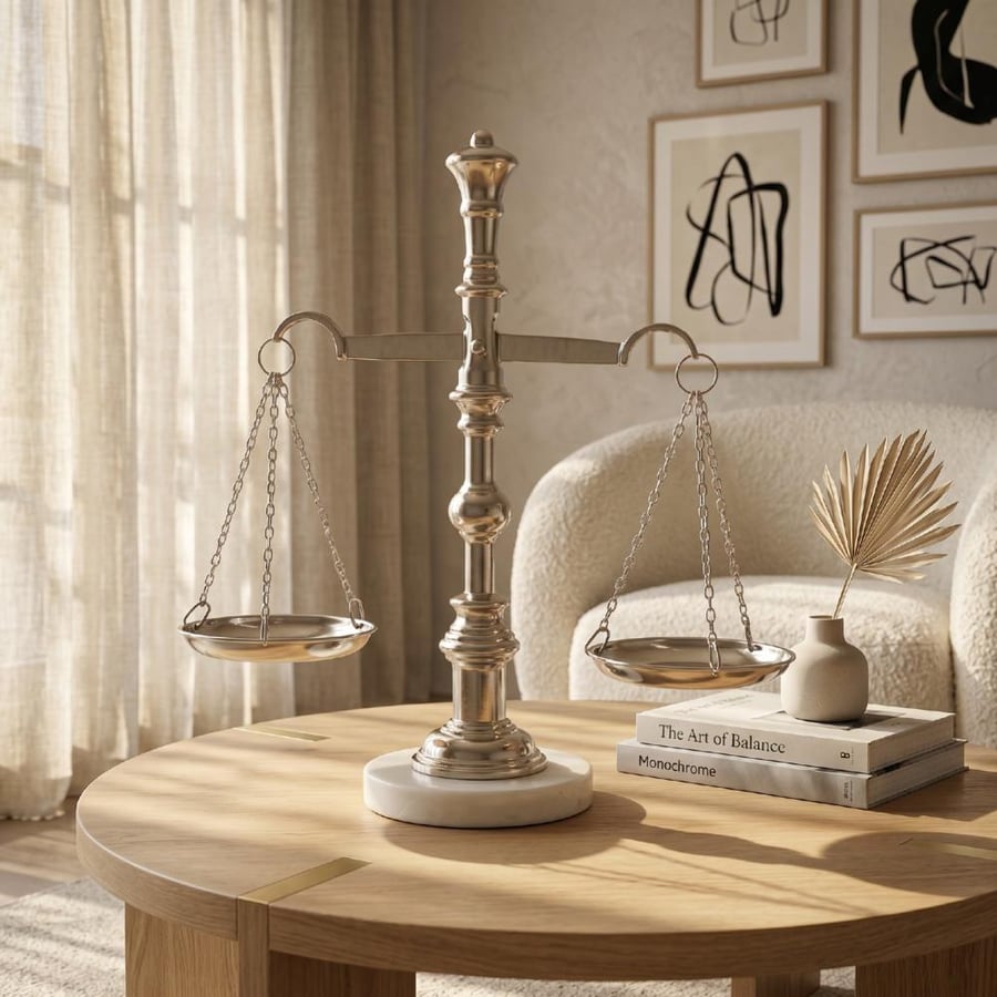 ميزان ديكوري معدني بتصميم كلاسيكي فاخر ولمعة فضية أنيقة32×20×10سم