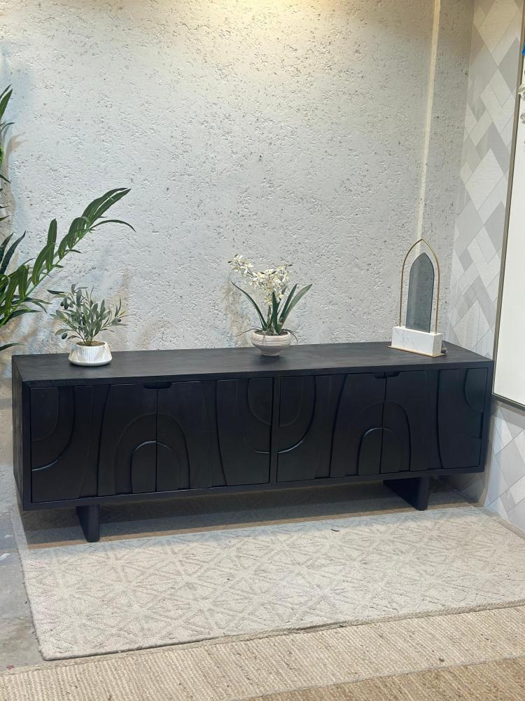 طاولات تلفاز بلازما  تلفاز تصميم انيق خشب هندي سطح رخام 161×45×40سم