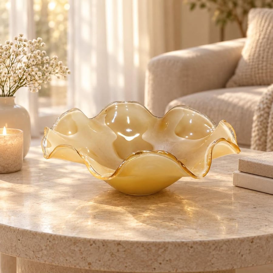 صحن تقديم ديكور زجاجية بتصميم فاخر وأنيق40×40×16سم