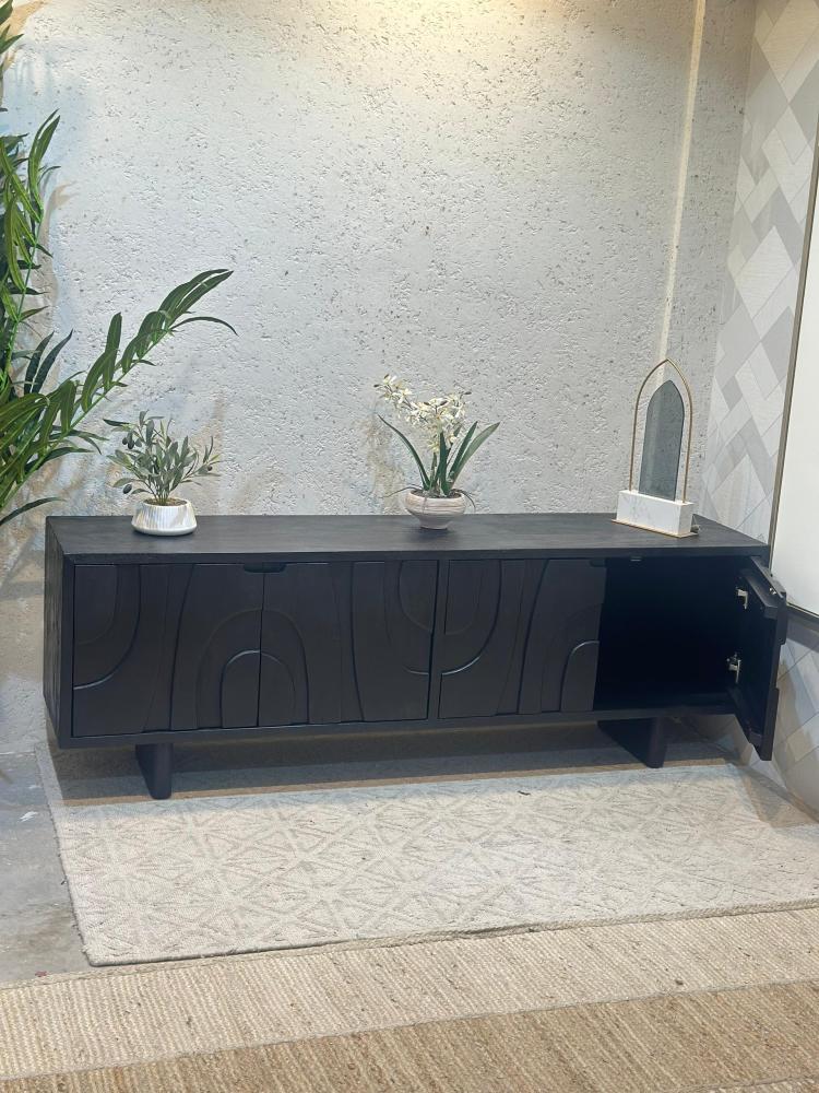 طاولات تلفاز بلازما  تلفاز تصميم انيق خشب هندي سطح رخام 161×45×40سم