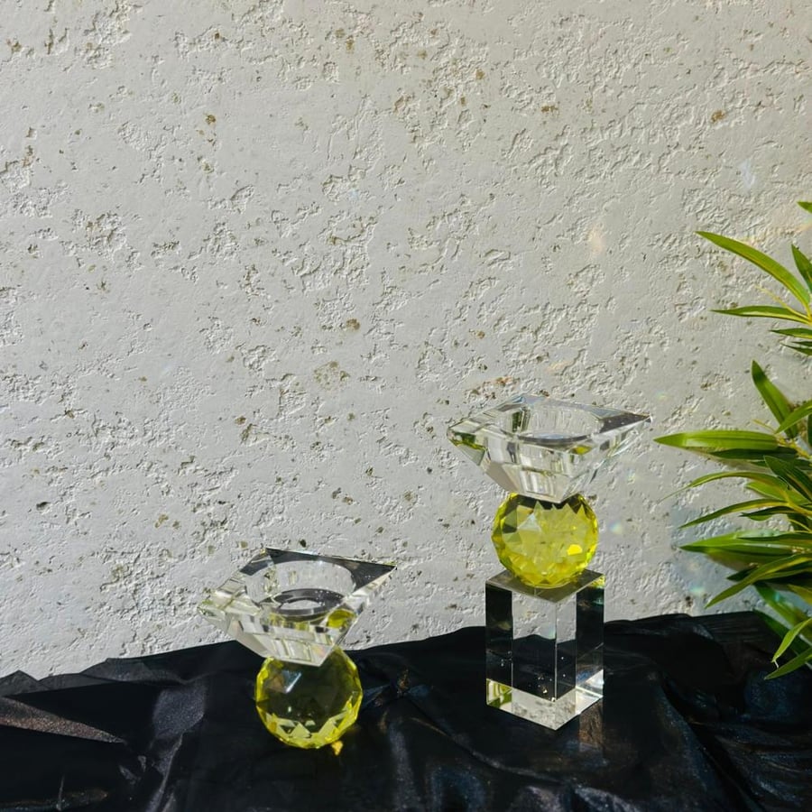 طقم مباخر كرستال اصفر