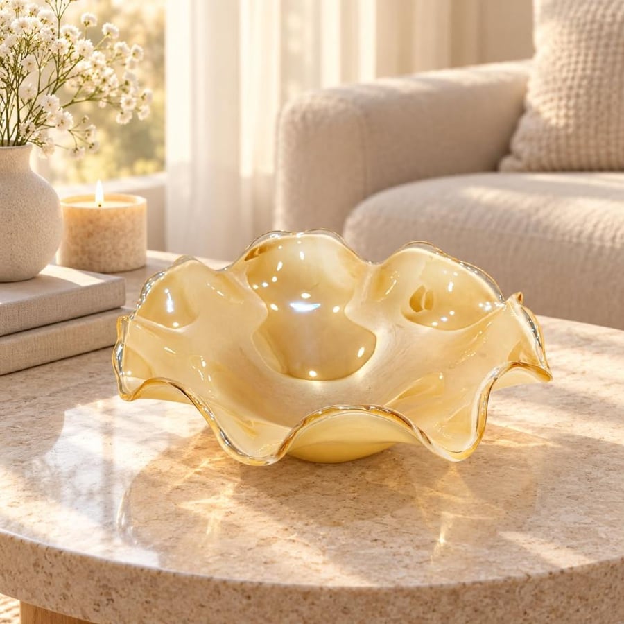 صحن تقديم ديكور زجاجية بتصميم فاخر وأنيق40×40×16سم