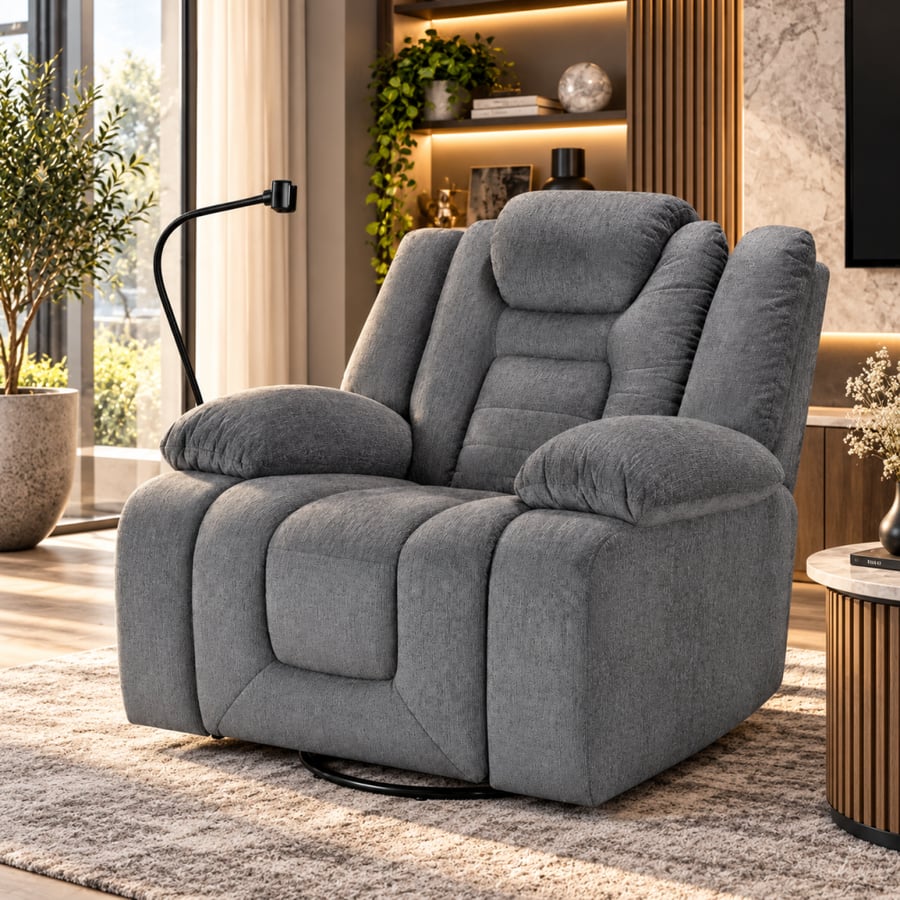 كرسي استرخاء هزاز دوار + حامل جوال SF-16 GREY