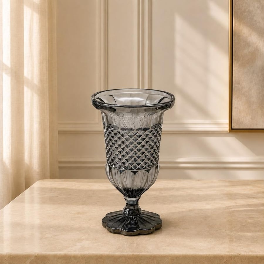فازة زجاجية بتصميم كلاسيكي فاخر30×17×17سم