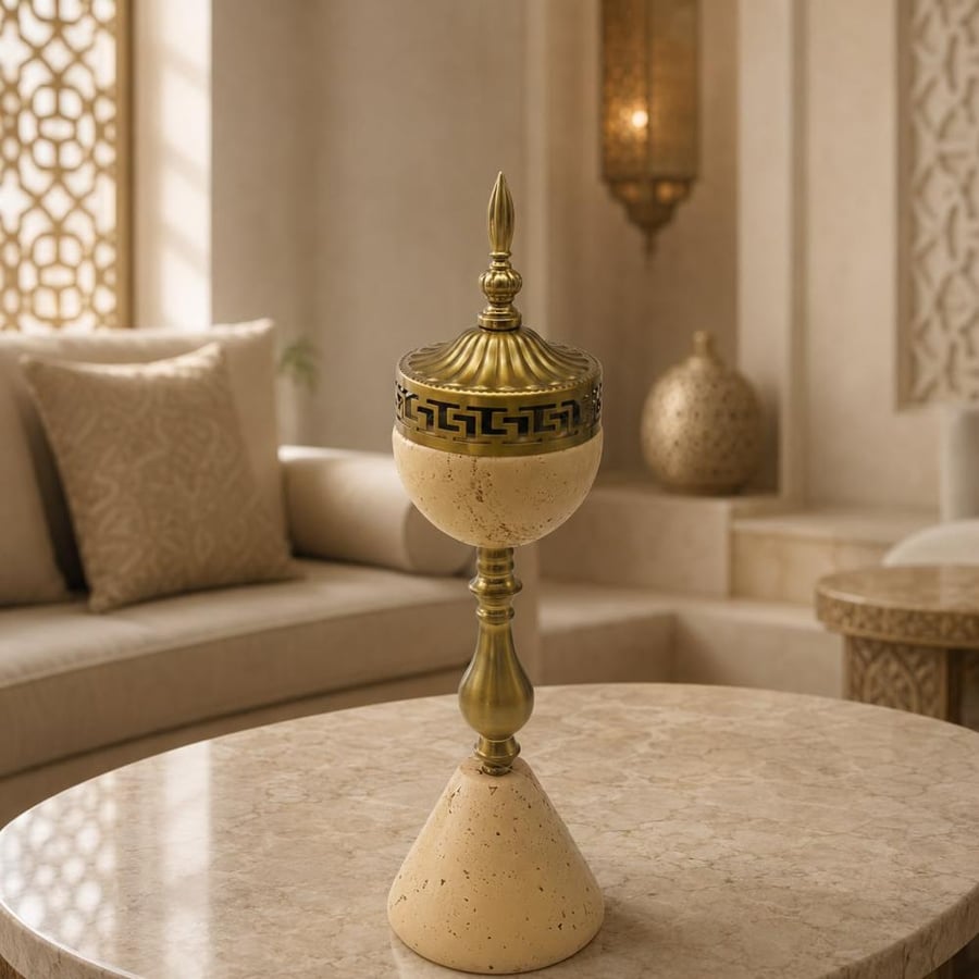 مبخرة أنيقة بتصميم كلاسيكي فاخر، تتميز بهيكل طويل وانسيابي40×10×10سم