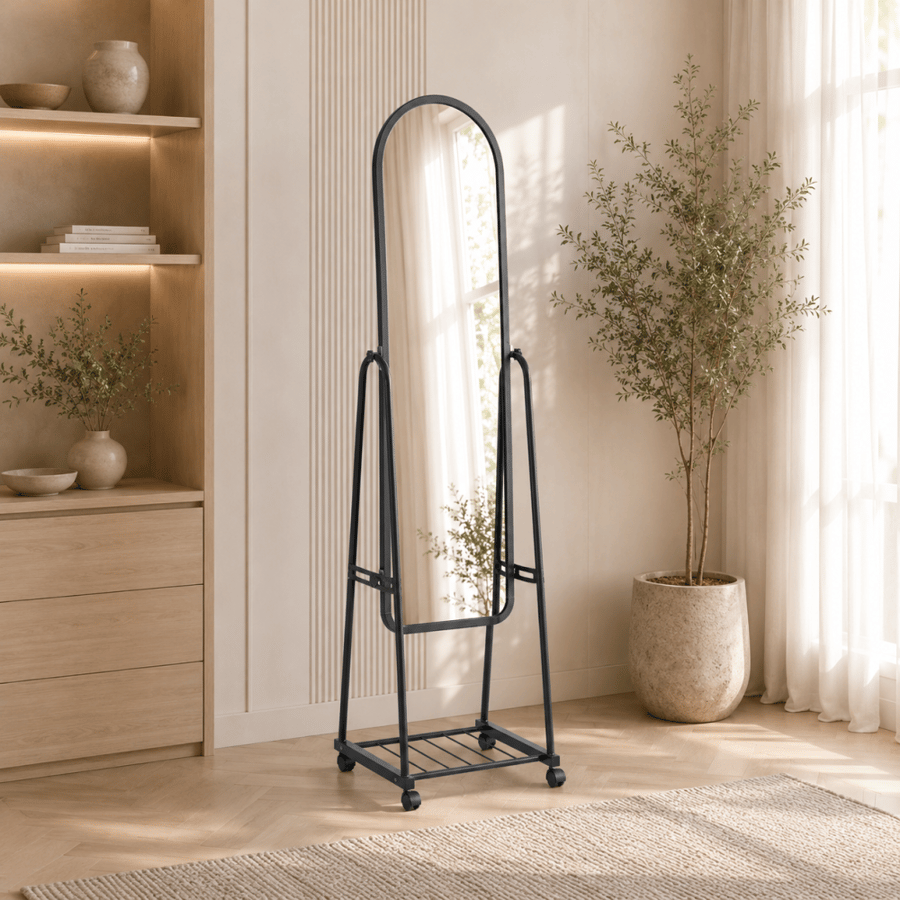 مراية ستاند بأطار اسود مقاس 158× 48 سم