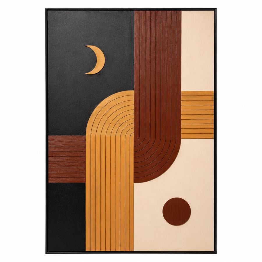 لوحة ديكور مودرن بإطار أسود مقاس 80 × 120 سم