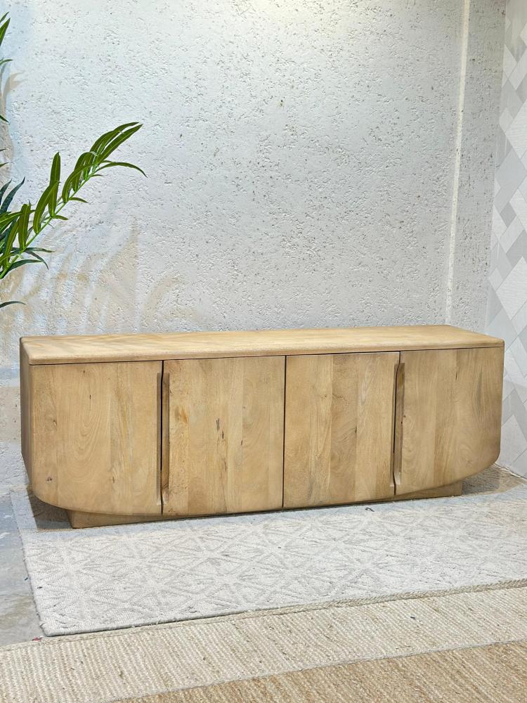 دولاب بوفيه حشب بيج خشبي160×40×55سم