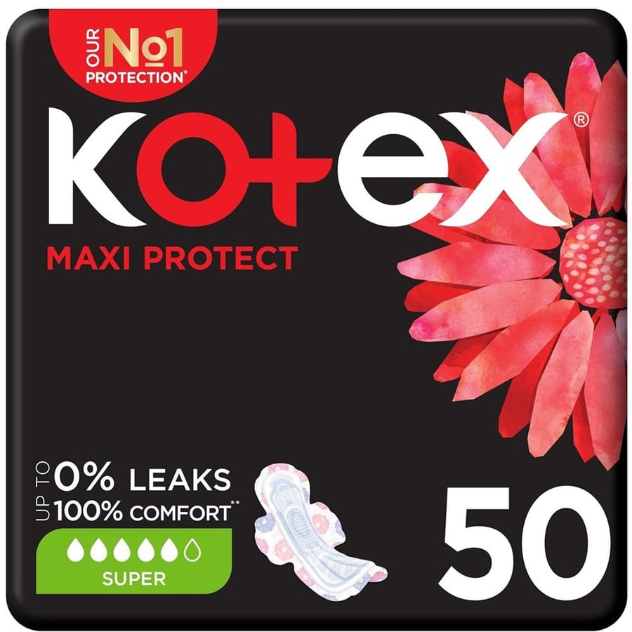 Maxi Super sanitary pack from Kotex 50 pads