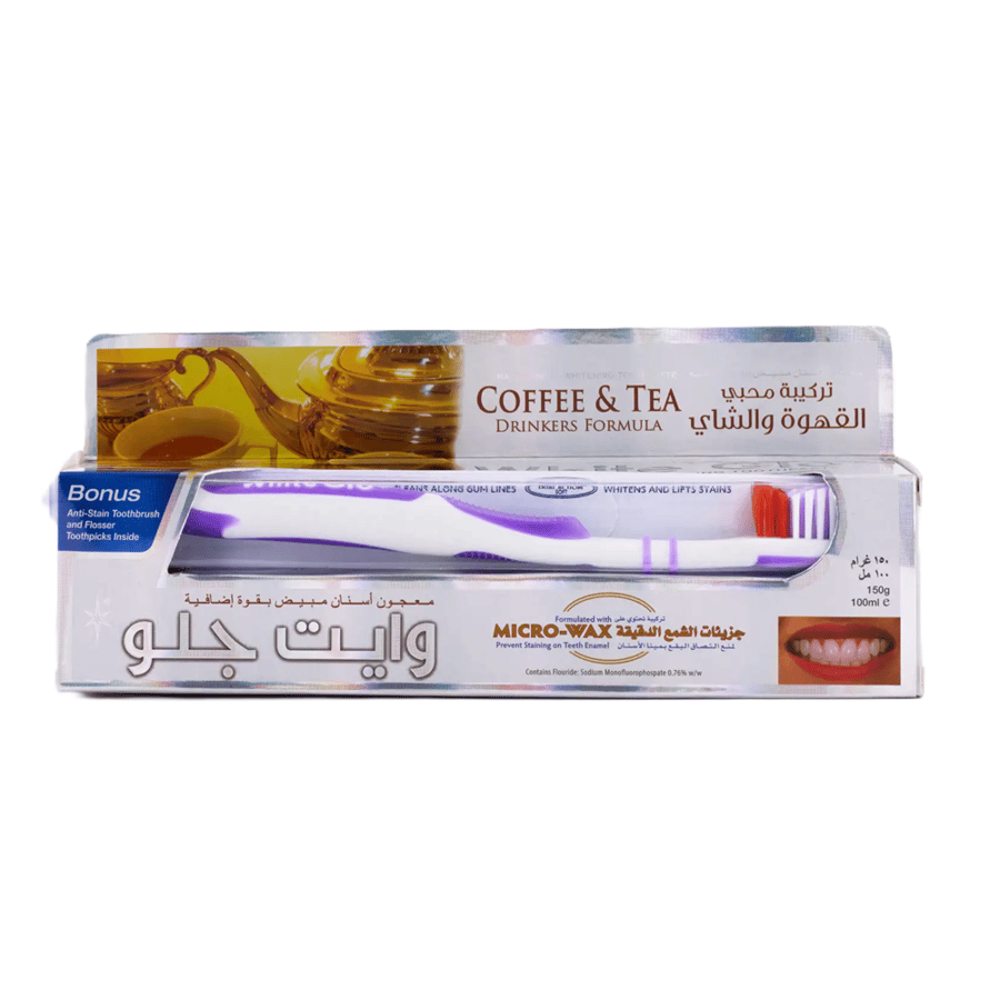 Whitening toothpaste for tea and coffee stains with White Glow toothbrush 100 ml 150 ml