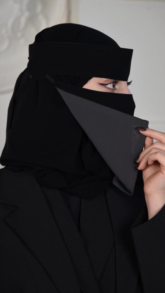 نقاب القصير  مبطن حرير مائل