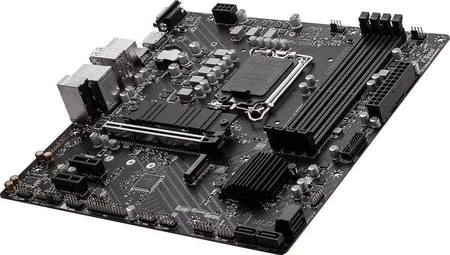 لوحة ام برو B760M-P من سلسلة برو سيريز DDR4 (تدعم معالجات انتل الجيل 12/13 بذاكرة LGA 1700/DDR4/منفذ PCIe 4.0/منفذ M.2/تدعم LAN جيجابت في الثانية/منفذ USB 3.2 الجيل 2/ mATX) من ام اس اي