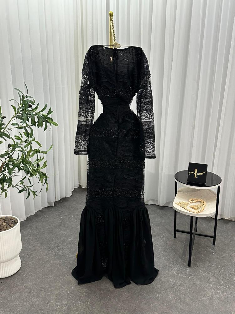 Evening dress silver type of fabric: lace with sequins available black