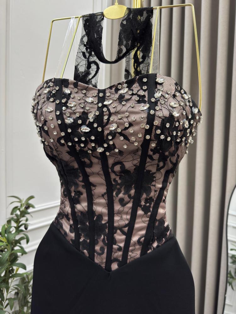 Evening dress black material Barbie
