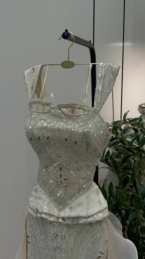 Evening dress gold material beads and knicker