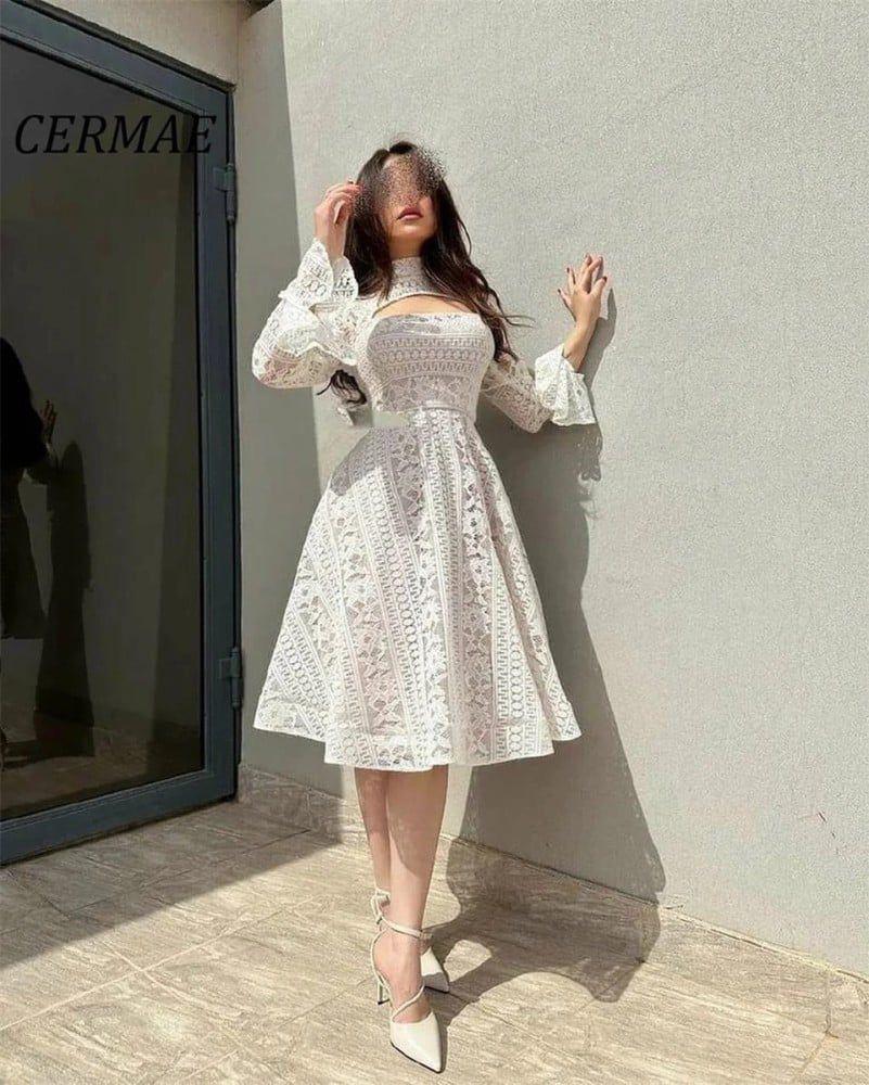 فستان سهرة أبيض للمناسبات والدوام