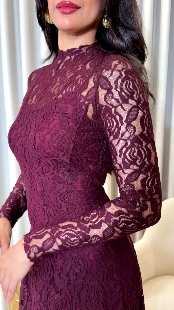 Evening dress with a rose gold color