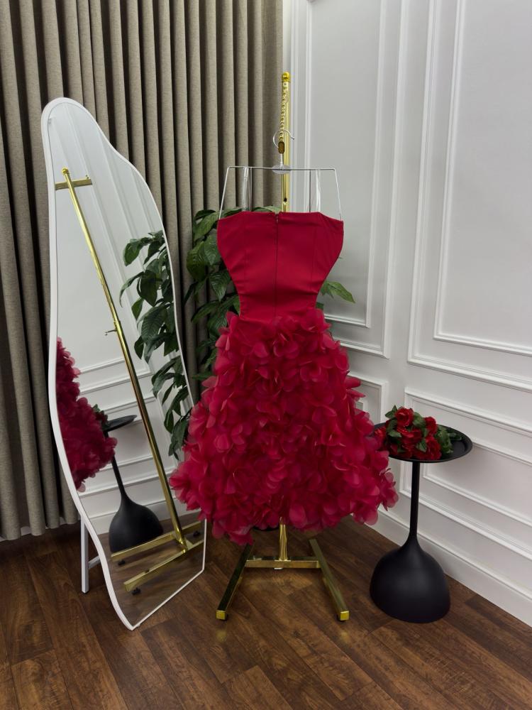 Evening dress red material Barbie rose