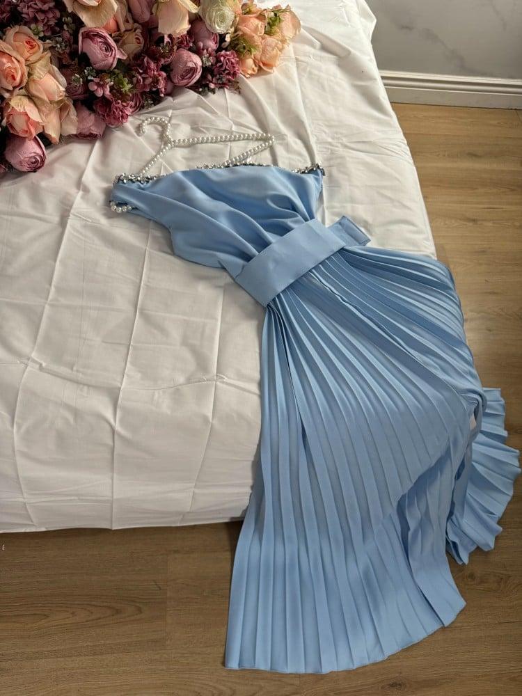 Evening dress, overall, blue
