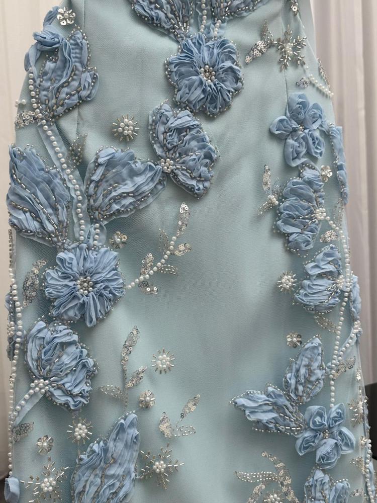Blue evening dress Arabie Georgette + evening cost