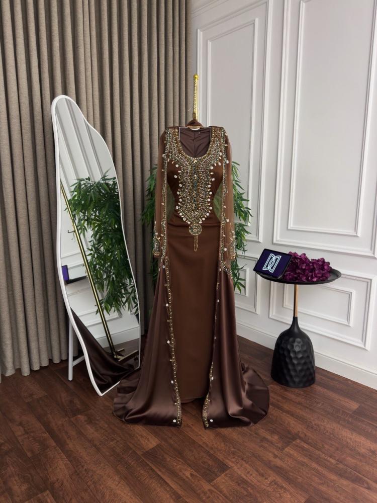 قفطان سهرة بني الخامة باربي+ تفته +تل+ وتطريز شغل يد للاستقبالات والعزائم