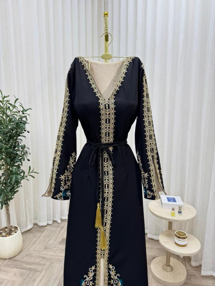 Evening dress black material Barbie + embroidery computer