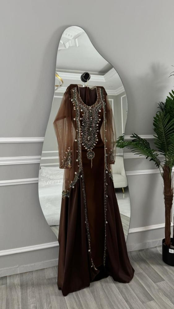 قفطان سهرة بني الخامة باربي+ تفته +تل+ وتطريز شغل يد للاستقبالات والعزائم