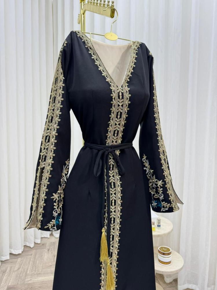 Evening dress black material Barbie + embroidery computer