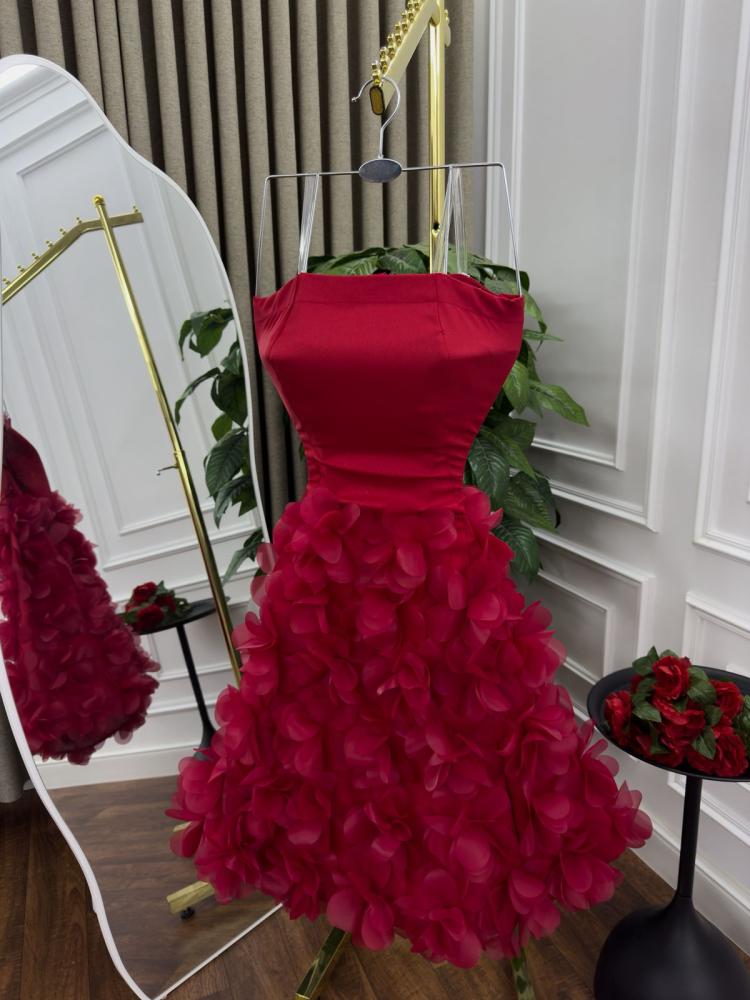 Evening dress red material Barbie rose